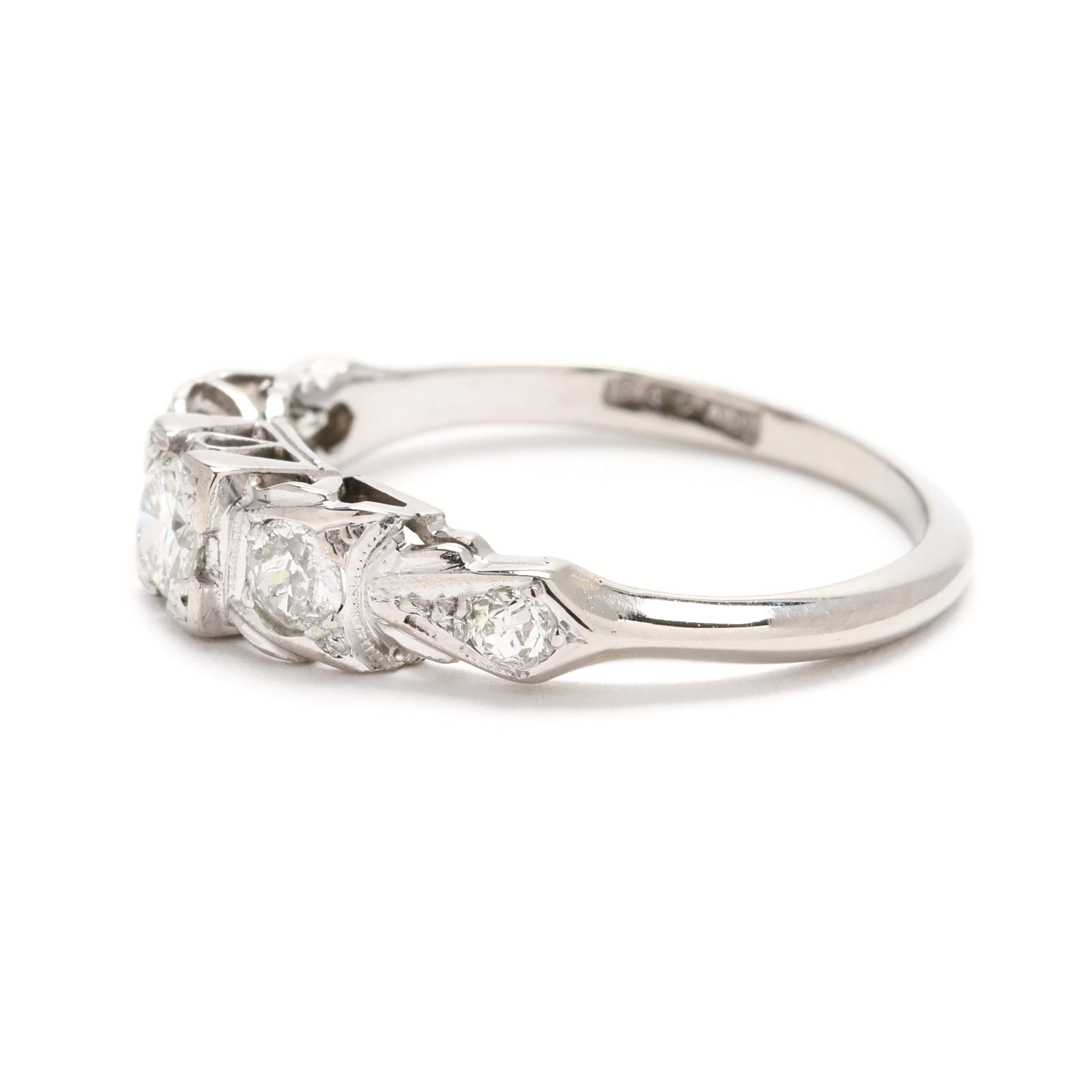 0.52ctw Diamond Engagement Ring, Platinum, Ring Size 6 In Good Condition For Sale In McLeansville, NC