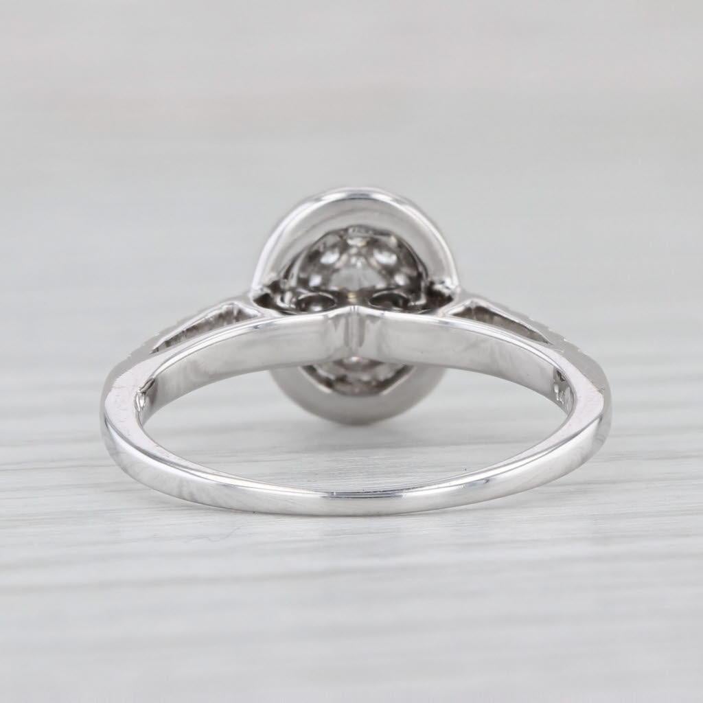 0.52ctw Diamond Halo Engagement Ring 14k White Gold Size 7 Cathedral Band Corte redondo en venta