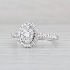 0.52ctw Diamond Halo Engagement Ring 14k White Gold Size 7 Cathedral Band