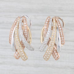 0.52ctw Diamond Waterfall Drop Earrings 14k Yellow White Rose Gold Omega Backs