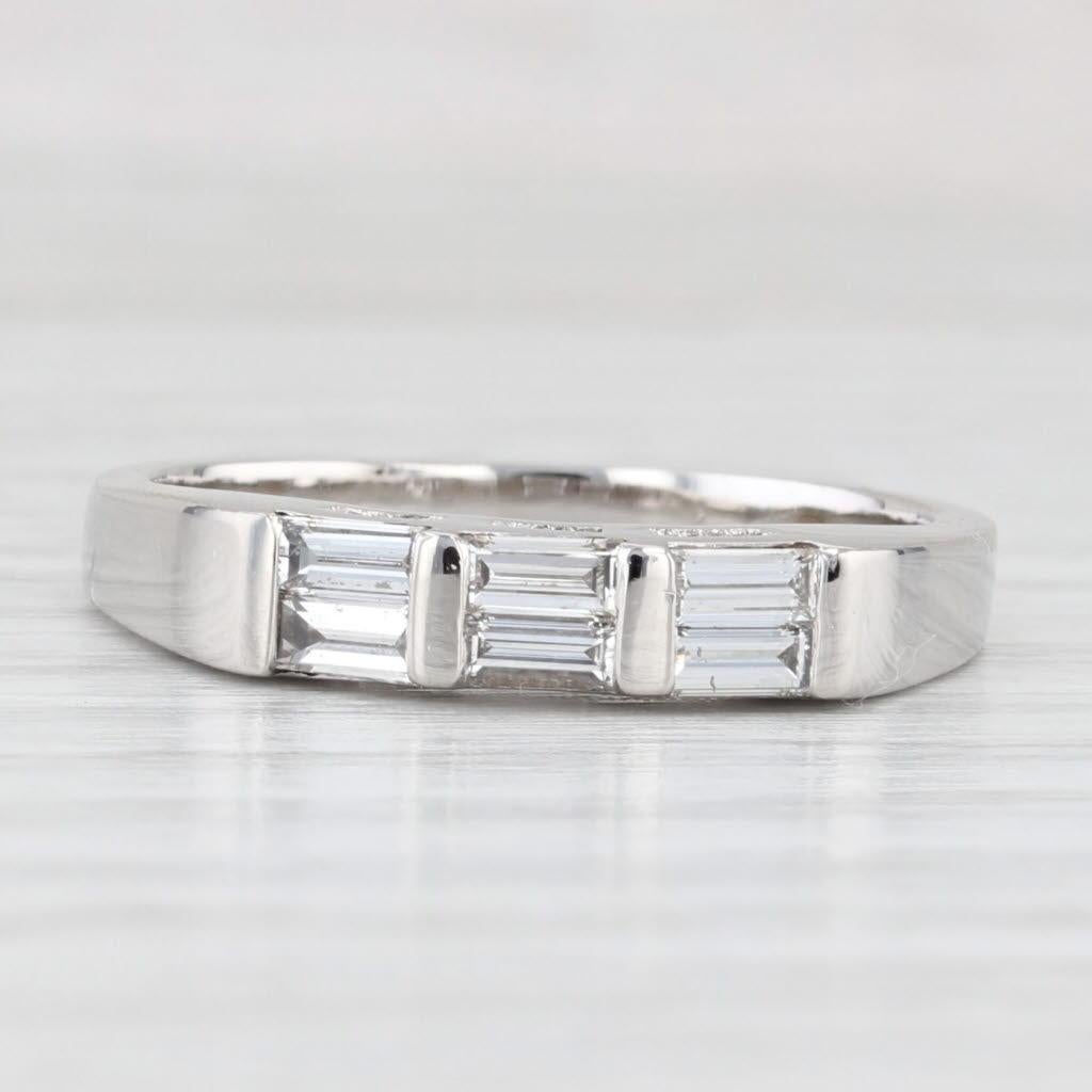 0.52ctw Diamond Wedding Ring Platinum Size 7.5 Stackable Band Anniversary im Zustand „Gut“ im Angebot in McLeansville, NC