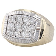 0.52ctw Men
s Diamond Cluster Ring 10k Yellow White Gold Size 10