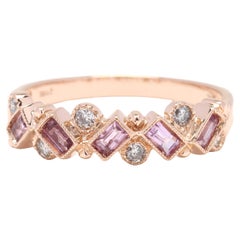 0.52ctw Pink Sapphire 
Diamond Ring, 14k Yellow Gold, Stackable Band, Cluster