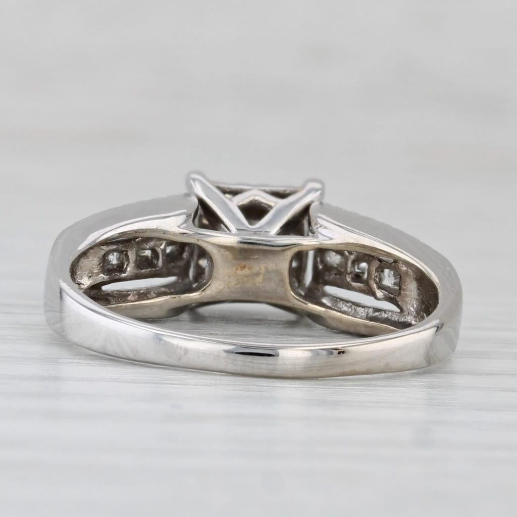 Round Cut 0.52ctw Princess Diamond Halo Engagement Ring 14k White Gold Size 9