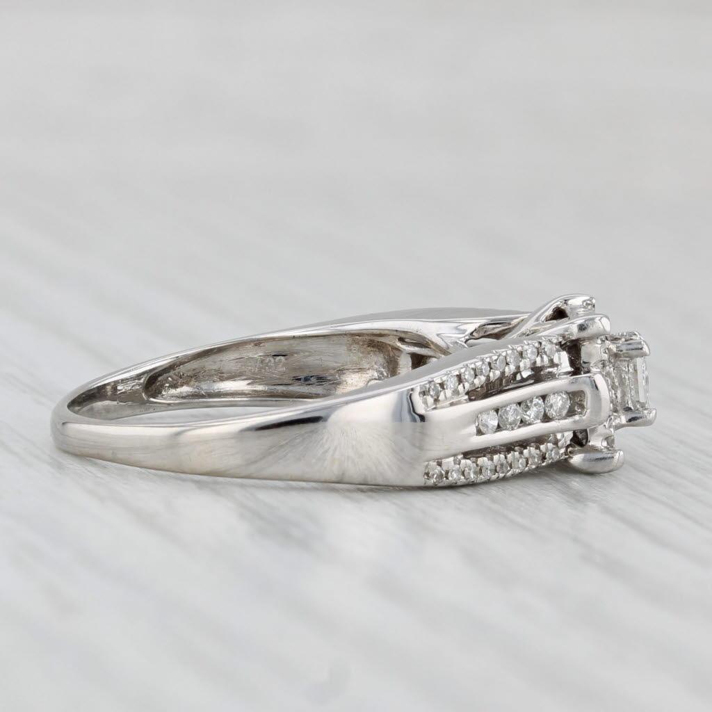 Women's or Men's 0.52ctw Princess Diamond Halo Engagement Ring 14k White Gold Size 9