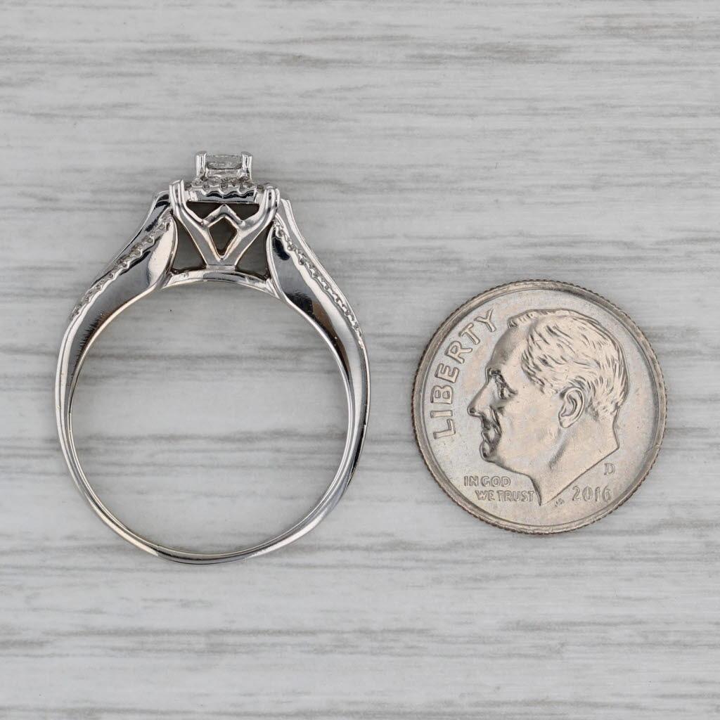 0.52ctw Princess Diamond Halo Engagement Ring 14k White Gold Size 9 2