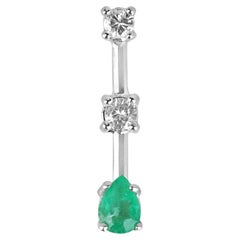 0.52tcw 14K Colombian Emerald & Diamond Drop Pendant Graduated Necklace