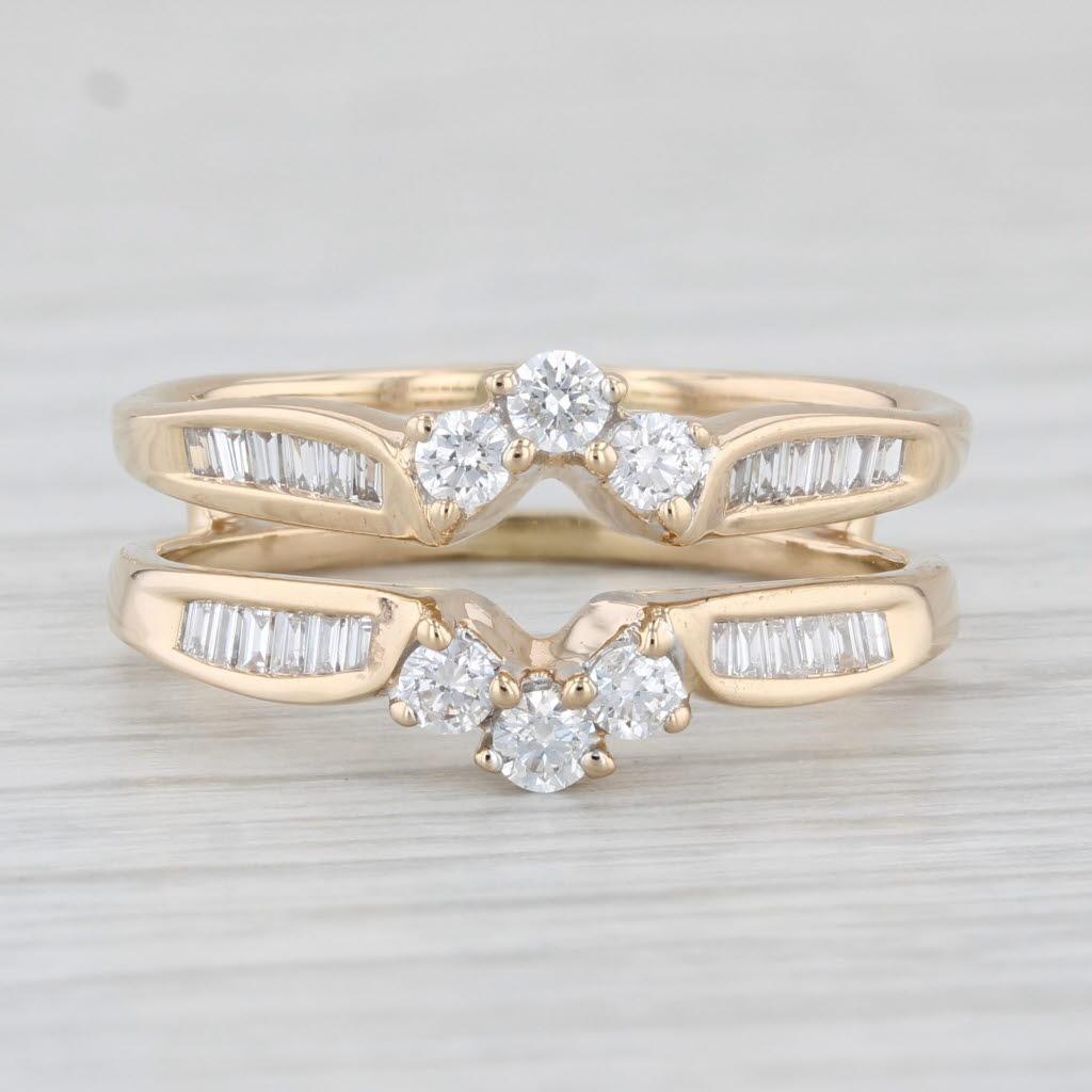 0.52tw Diamond Ring Jacket Guard 14k Yellow Gold Size 6 Wedding Bridal For Sale 2