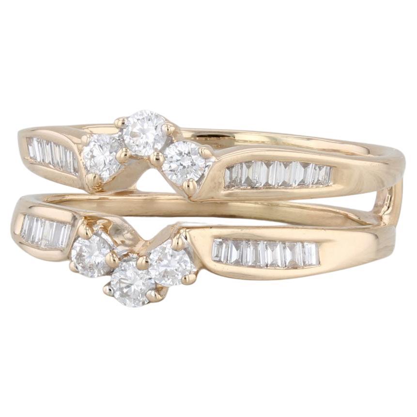 0.52tw Diamond Ring Jacket Guard 14k Yellow Gold Size 6 Wedding Bridal For Sale