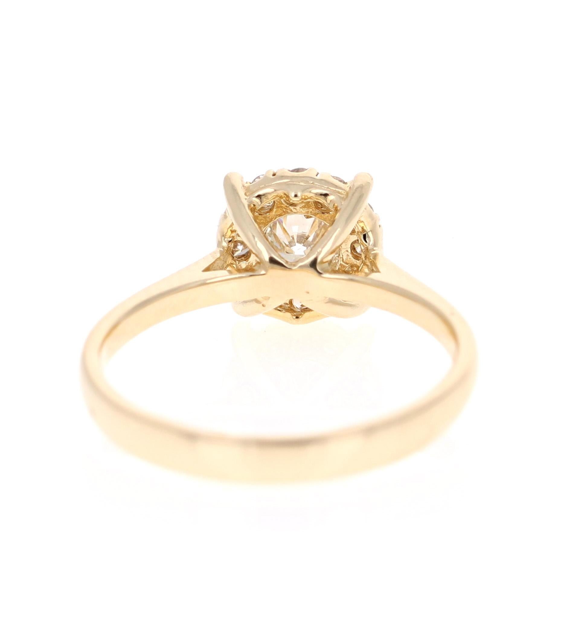 Round Cut 0.53 Carat Diamond 14 Karat Yellow Gold Ring