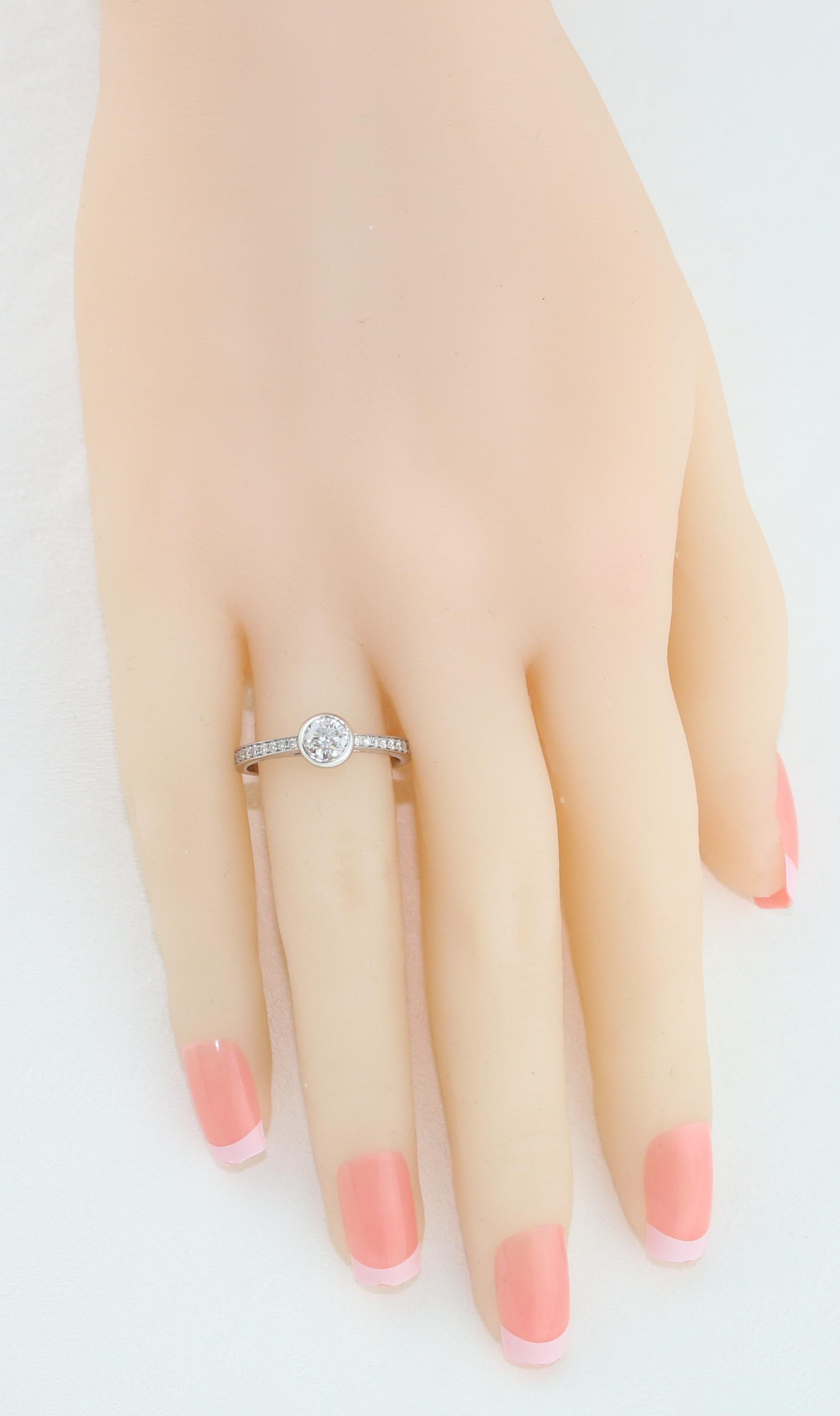 Women's 0.53 Carat Diamond Bezel Gold Engagement Ring For Sale