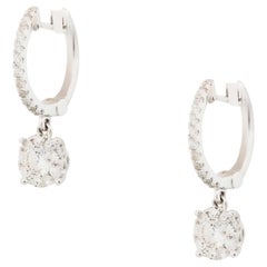 0.53 Carat Diamond Drop Mosaic Hoop Earrings 18 Karat in Stock