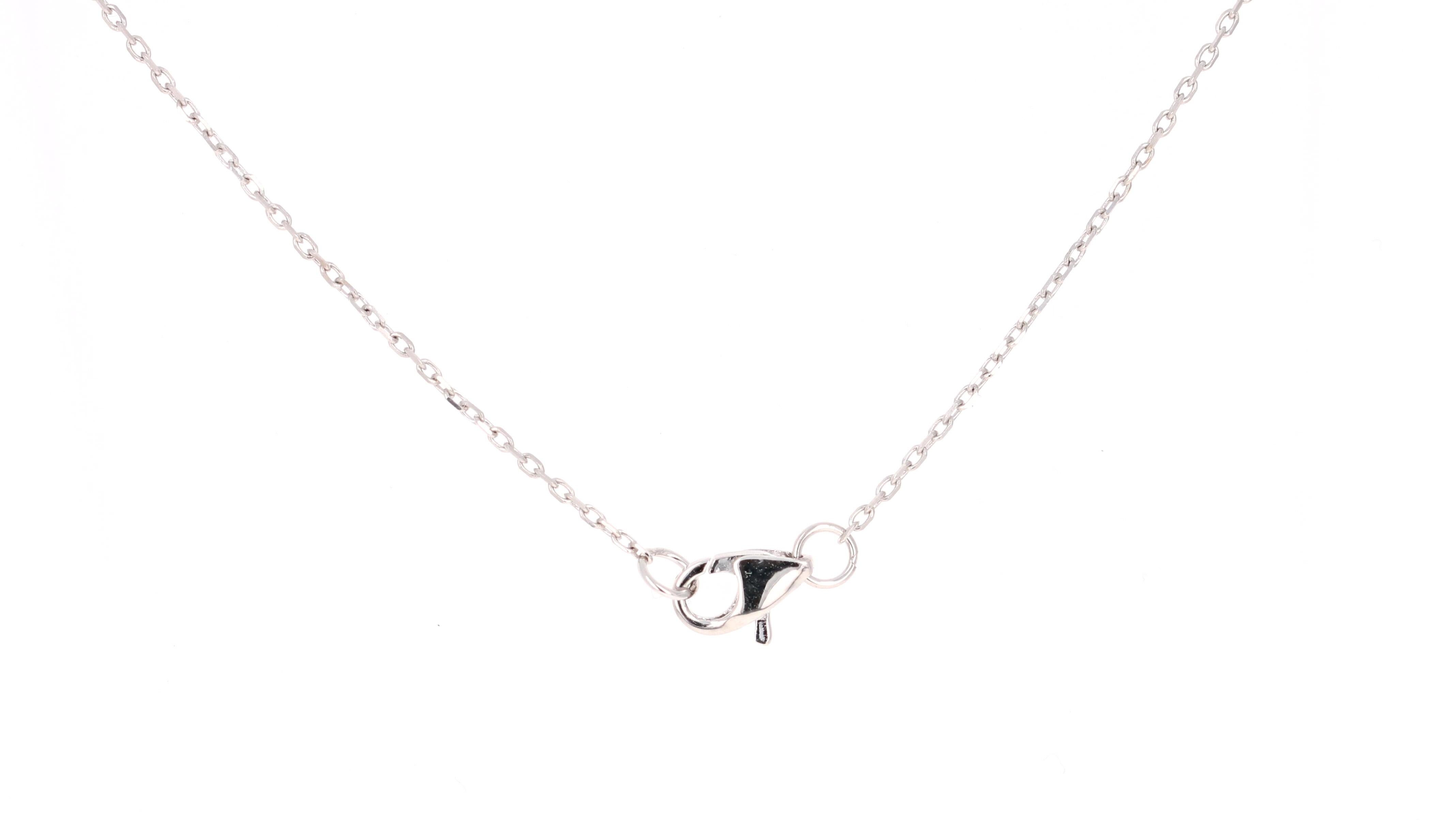 0,53 Karat Diamant-Anhänger mit Kette-Halskette aus 14 Karat Weißgold (Zeitgenössisch)