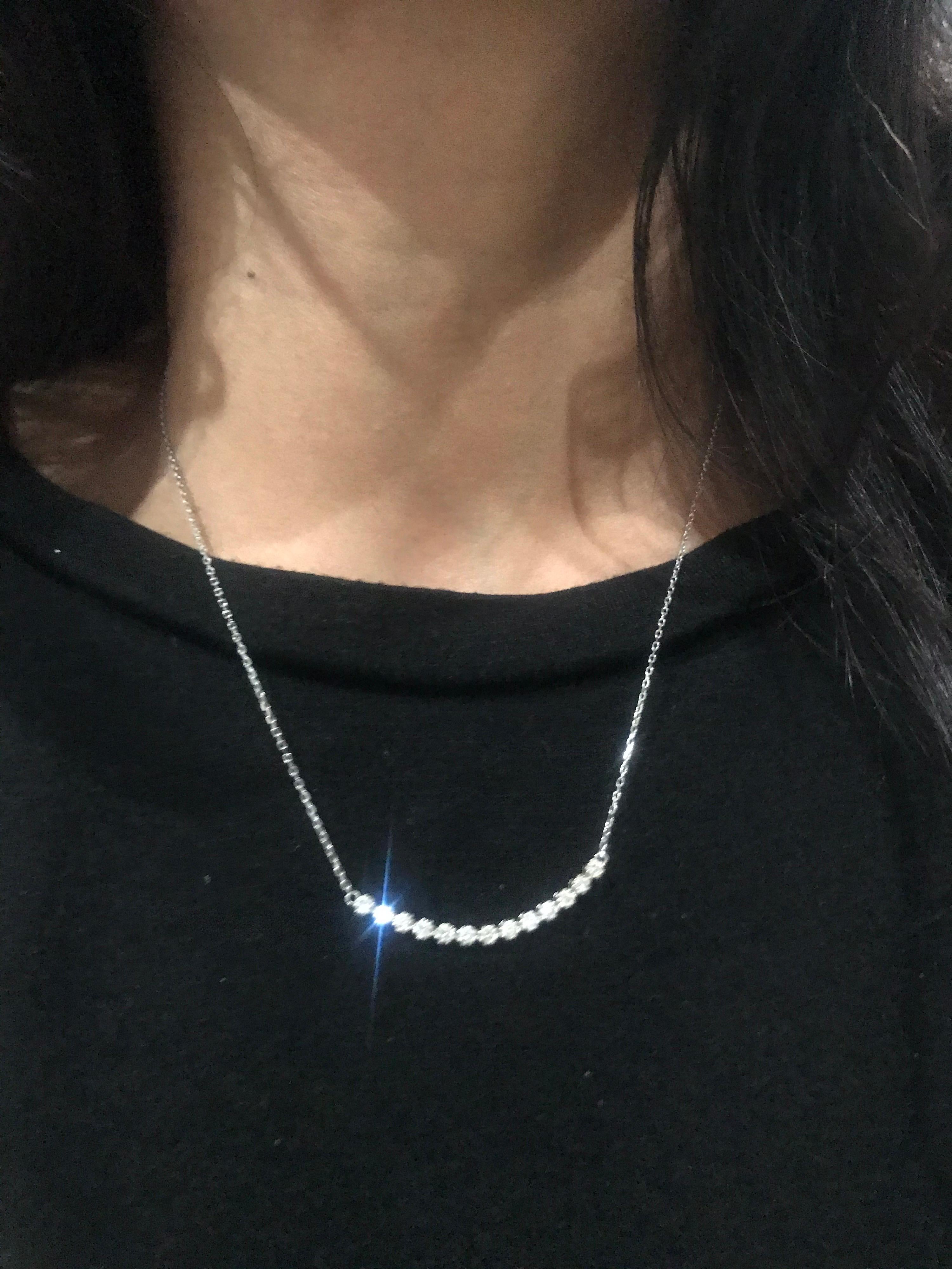 Modern 0.53 Carat Diamond Pendant with Chain Necklace 14 Karat White Gold For Sale