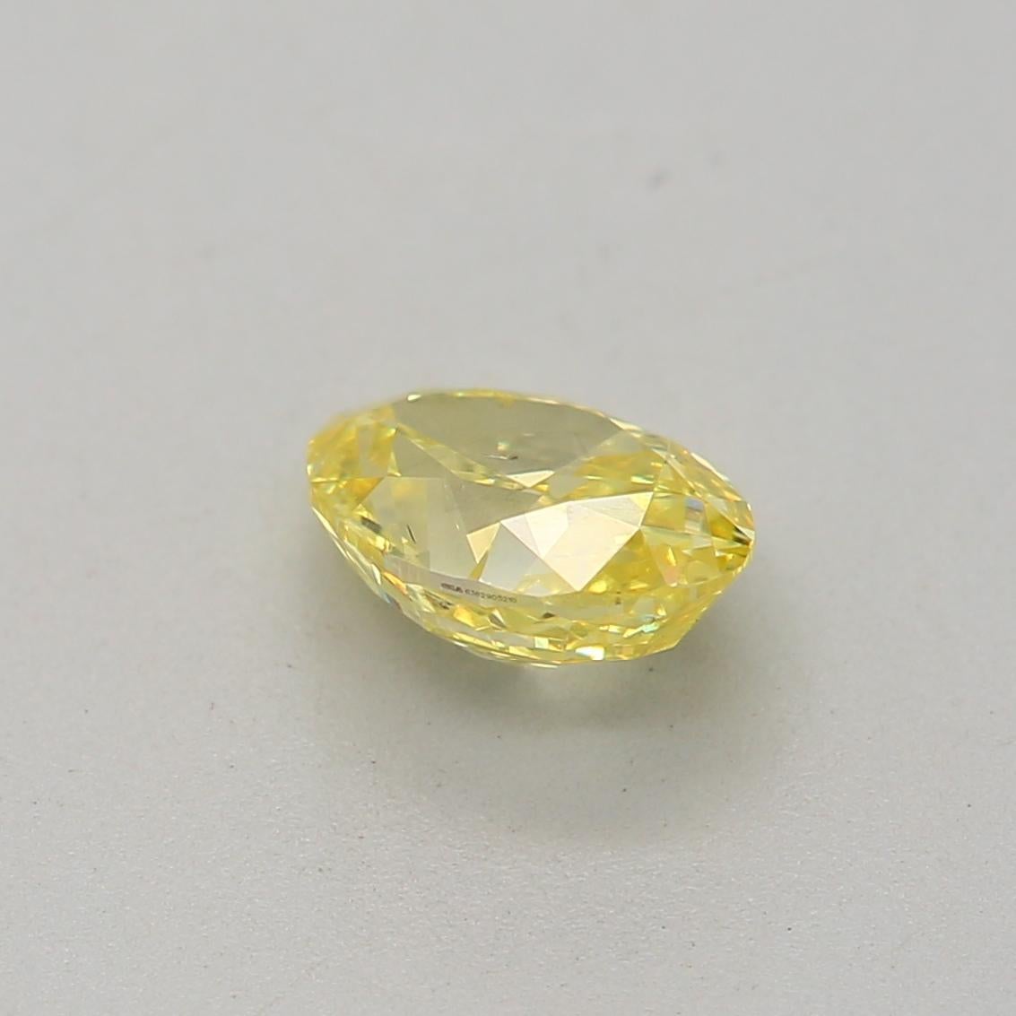 0.53 Carat Fancy Intense Yellow Oval cut diamond SI2 Clarity GIA Certified In New Condition For Sale In Kowloon, HK