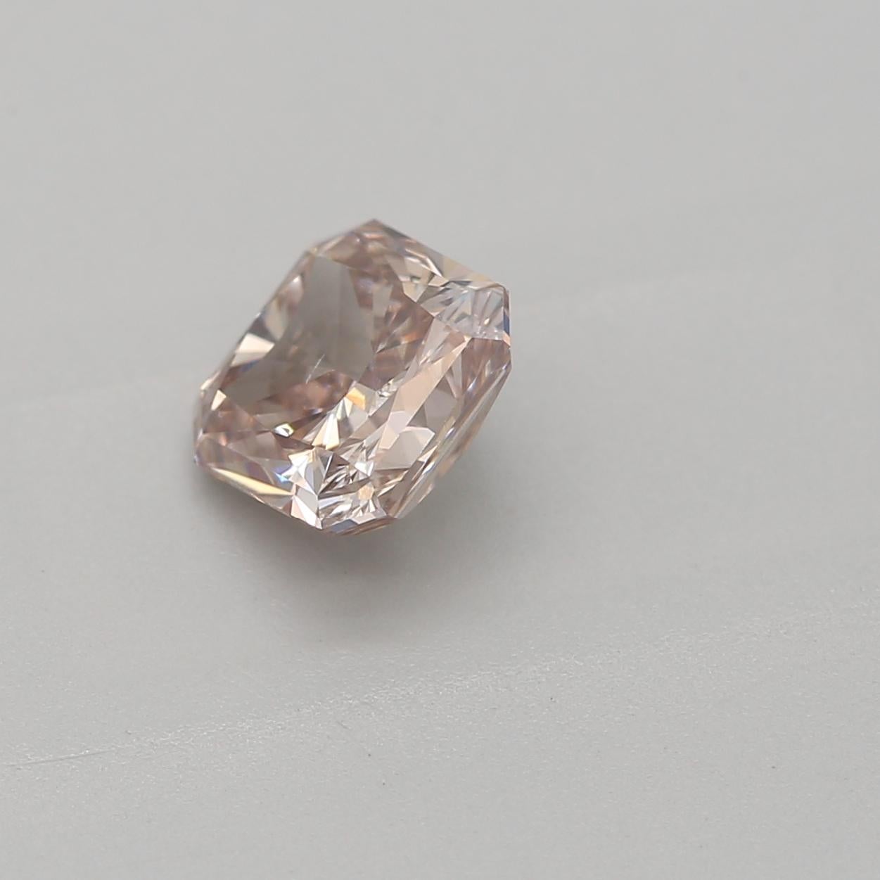 Radiant Cut 0.53-CARAT, FANCY PINK BROWN, RADIANT CUT DIAMOND SI1 Clarity GIA Certified For Sale