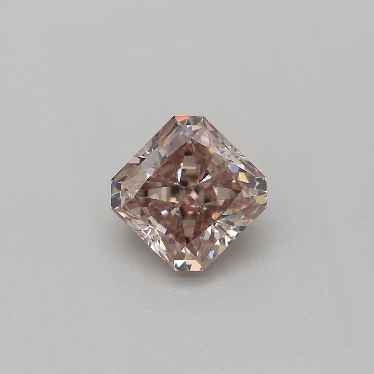 0.53-CARAT, FANCY PINK BROWN, RADIANT CUT DIAMOND SI1 Clarity GIA Certified For Sale 1