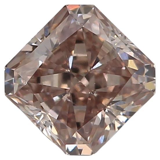 0.53-CARAT, FANCY PINK BROWN, RADIANT CUT DIAMOND SI1 Clarity GIA Certified For Sale