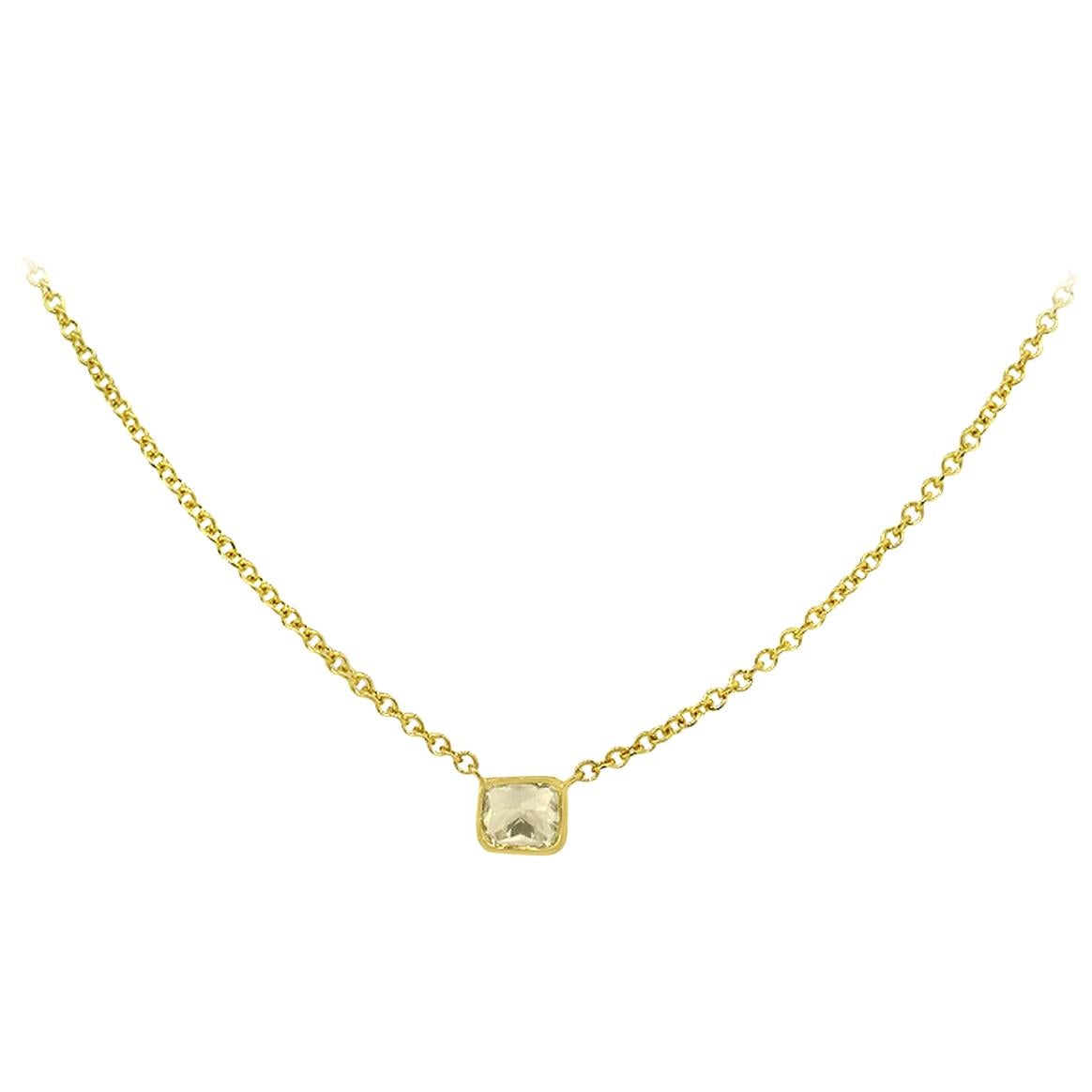 0.53 Carat Fancy Yellow Radiant Diamond Necklace