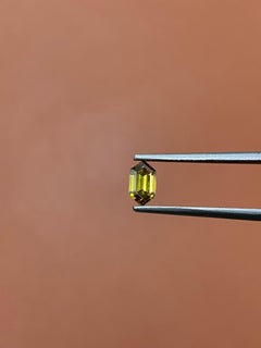 0.53 Carat Hexagonal Step Cut Gia Certified Fancy Deep Brownish Greenish Yellow