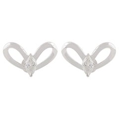 0.53 Carat Marquise Diamond Butterfly Stud Earrings Solid 10k White Gold Jewelry