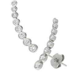 0,53 Karat natürlicher Diamant Climber Lünettenohrringe G SI 14K Weißgold