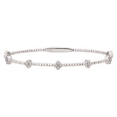 Bracelet flexible en forme de trèfle en or blanc 14 carats avec diamants naturels de 0,53 carat G SI 7''