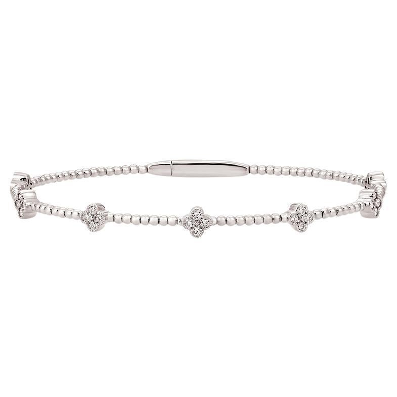 Bracelet flexible en forme de trèfle en or blanc 14 carats avec diamants naturels de 0,53 carat G SI 7'' en vente