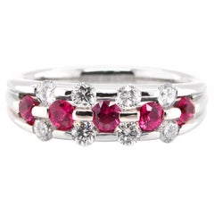 0.53 Carat Natural Ruby and Diamond Half-Eternity Ring Set in Platinum
