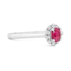 Roman Malakov 0.53 Carat Oval Cut Ruby & Diamond Halo Engagement Ring