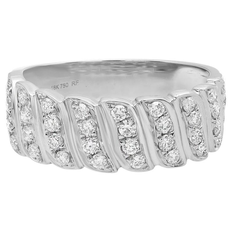 0.53 Carat Round Cut Diamond Band Ring 18K White Gold  For Sale
