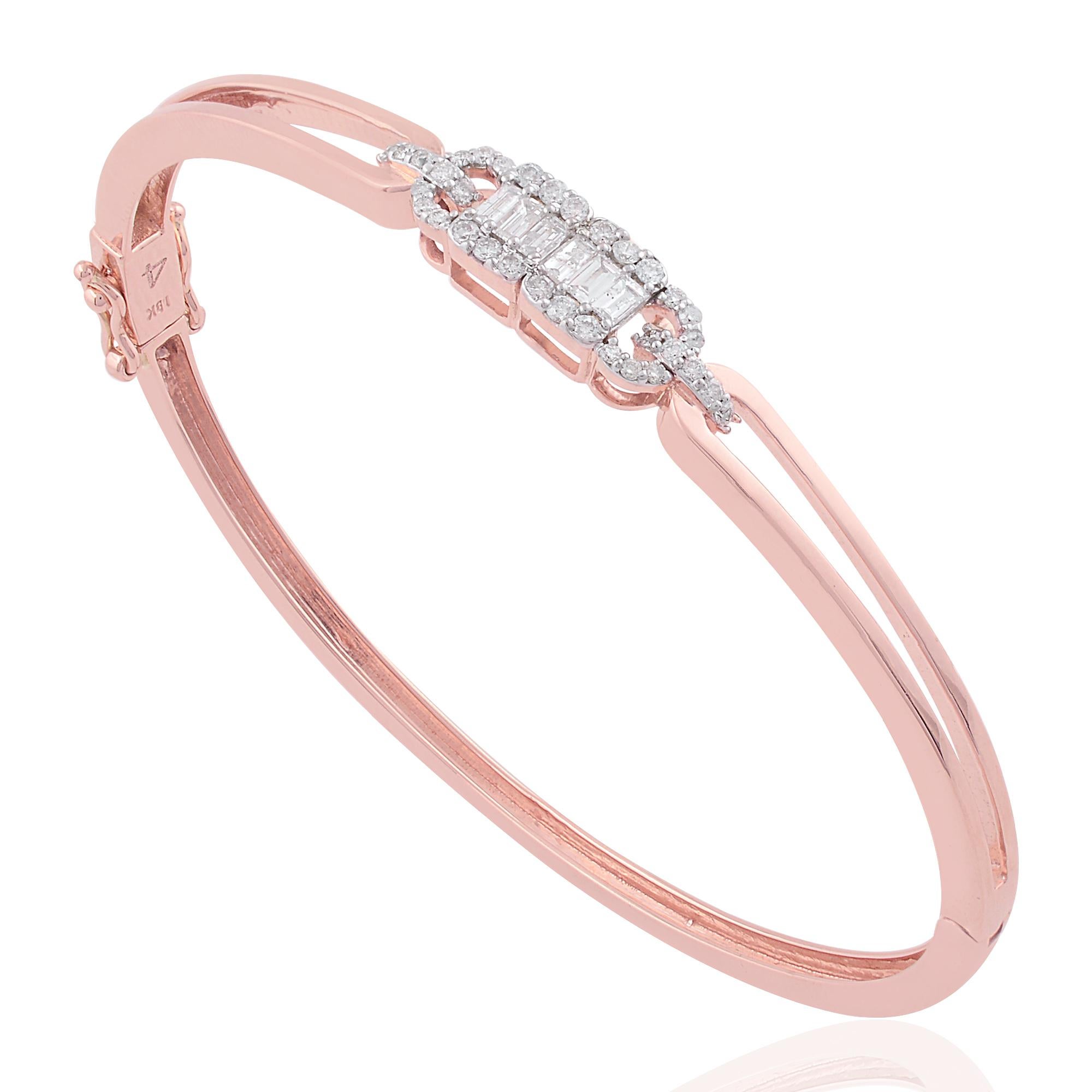0.53 Carat SI Clarity HI Color Baguette Diamond Bracelet 18k Rose Gold Jewelry In New Condition For Sale In Diera, Dubai
