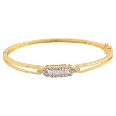 0.53 Carat SI Clarity HI Color Baguette Diamond Bracelet 18k Yellow Gold Jewelry