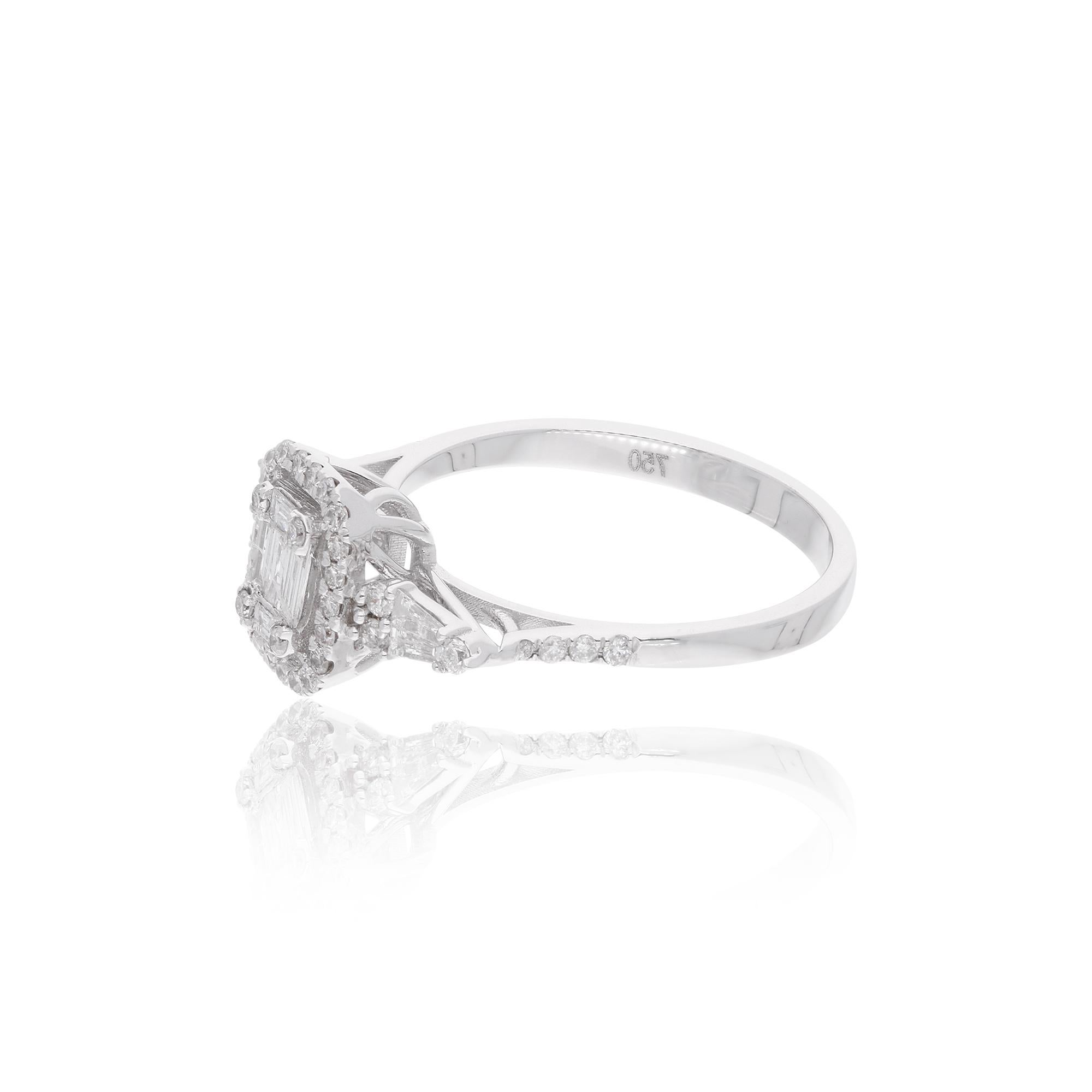 0.53 Carat SI Clarity HI Color Baguette Diamond Promise Ring 14 Karat White Gold en vente 1