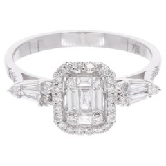 0.53 Carat SI Clarity HI Color Baguette Diamond Promise Ring 14 Karat White Gold