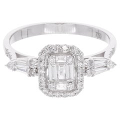 0.53 Carat SI Clarity HI Color Baguette Diamond Promise Ring 18 Karat White Gold