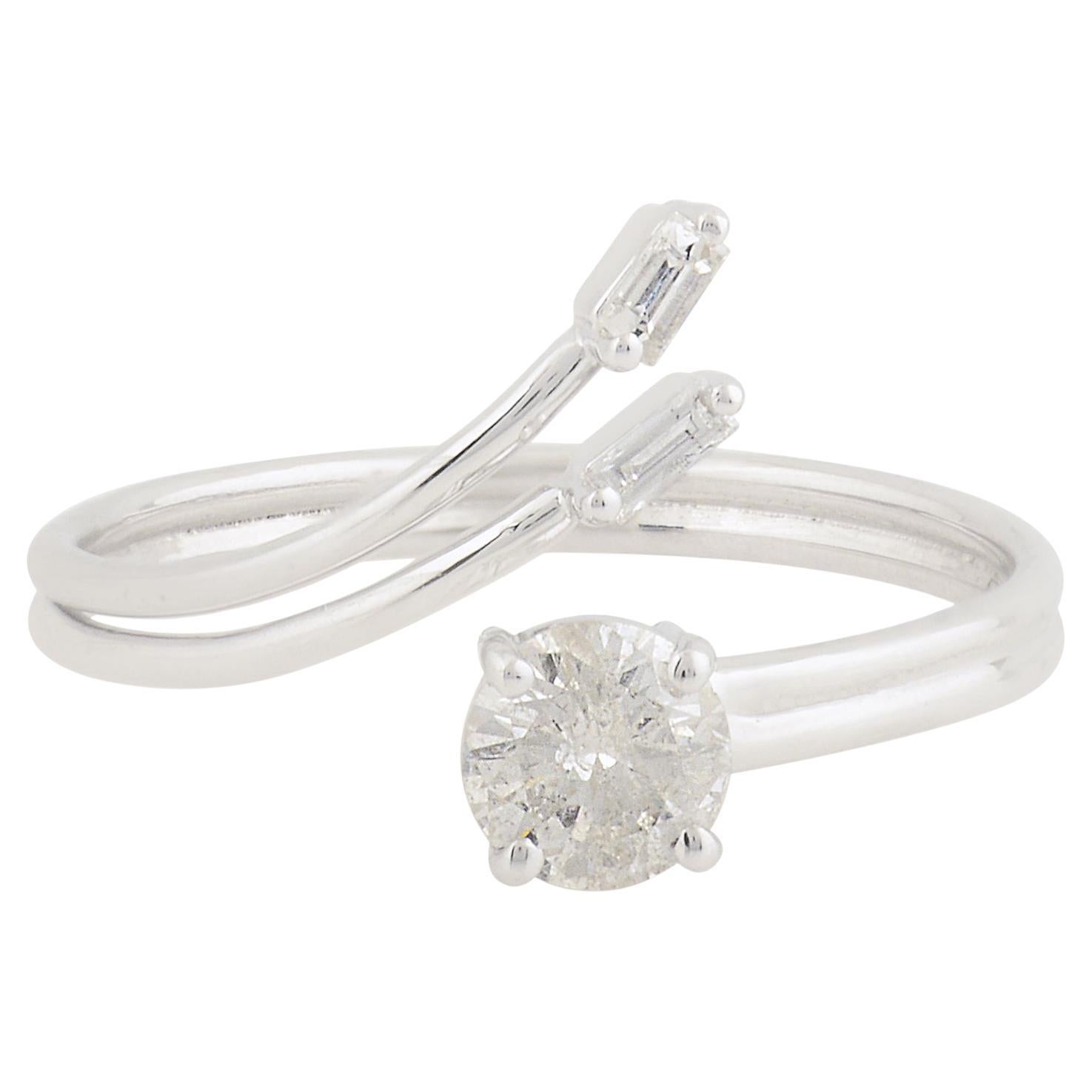 0,53 quilates SI/H Anillo de diamantes talla brillante redondo Joyas de oro blanco de 10 quilates