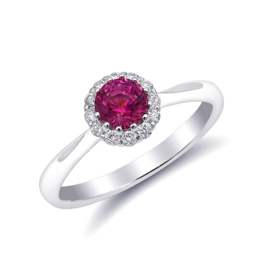 Mixed Cut 0.53 Carats Natural Pink Sapphire Diamonds set in 14K White Gold Ring 