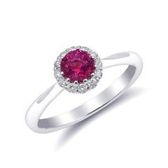 0.53 Carats Natural Pink Sapphire Diamonds set in 14K White Gold Ring 