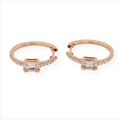 0.53 Ct Diamonds in 14k Rose Gold Hoop Earrings
