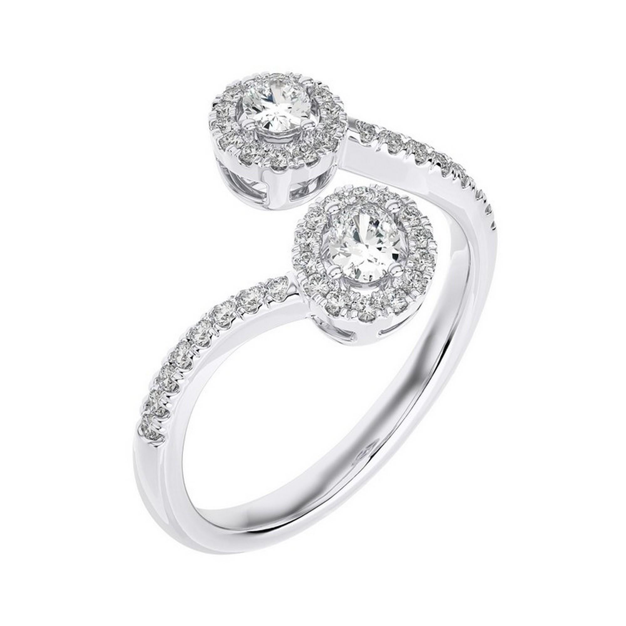 Overview:
The Classic Collection’s finger ring features 053 carats of round & Oval diamonds set in 14K white gold. This elegant and unique piece combines the sleek shine of white gold with the brilliant sparkle of round & Oval Diamonds, making it