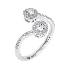 0.53 CTW Diamants ronds et ovales or blanc 14K Classic Collection Bague de doigt