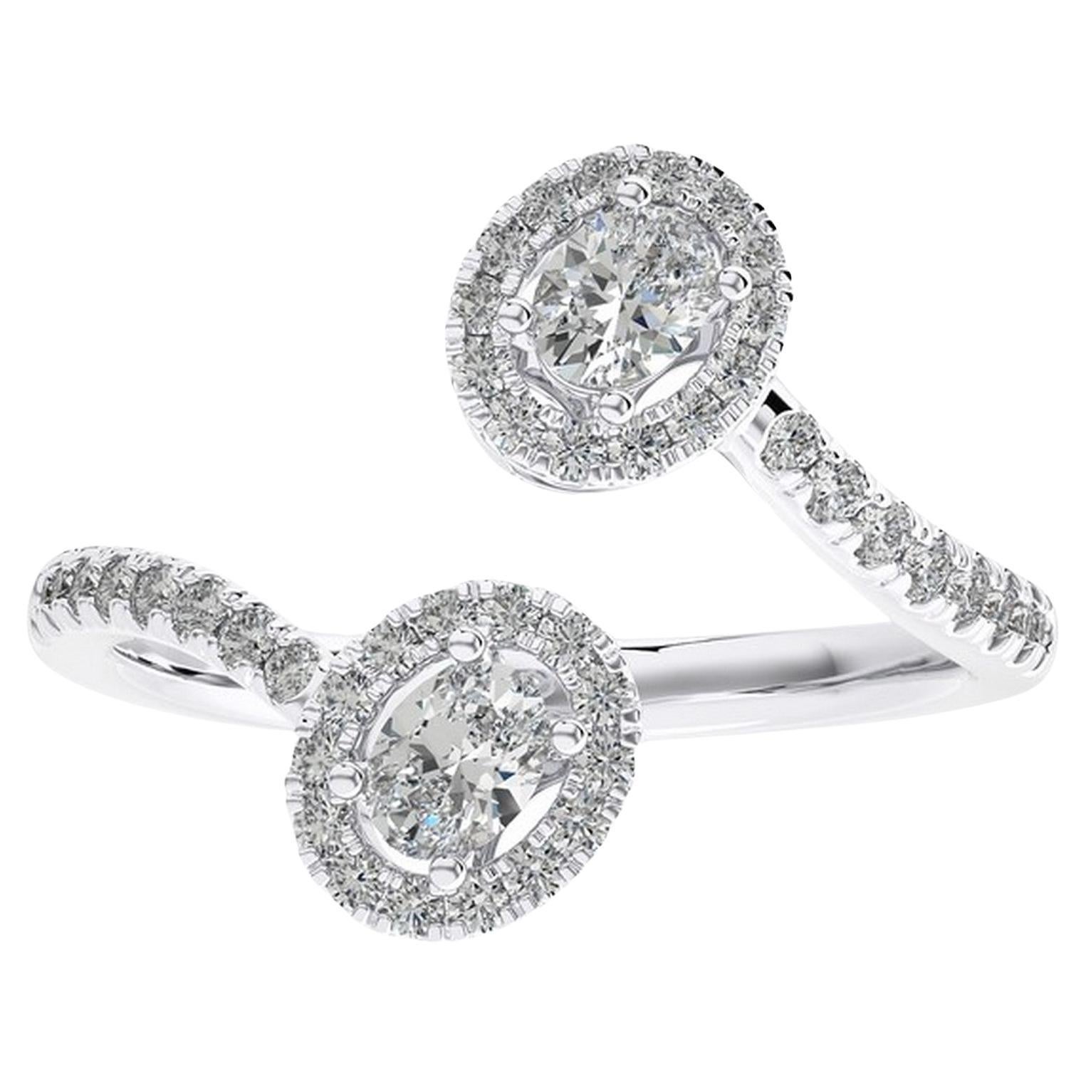0.53 CTW Round & Oval Diamonds 14K White Gold Classic Collection Finger Ring For Sale