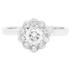 Used 0.53ct F VS2 Diamond Platinum Daisy Cluster Engagement Ring