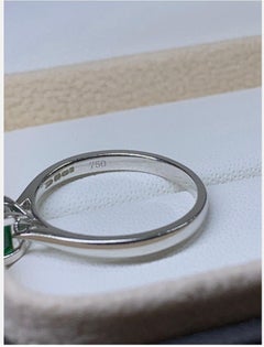 0.53ct Green Emerald Solitaire Engagement Ring In 18ct White Gold