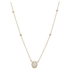 Collana ovale con diamanti naturali in oro massiccio 14 carati (certificato)