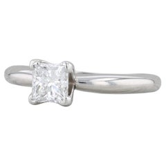 0.53ct VVS D Diamond Solitaire Engagement Ring 950 Platinum Sz 5 Square Cut GIA