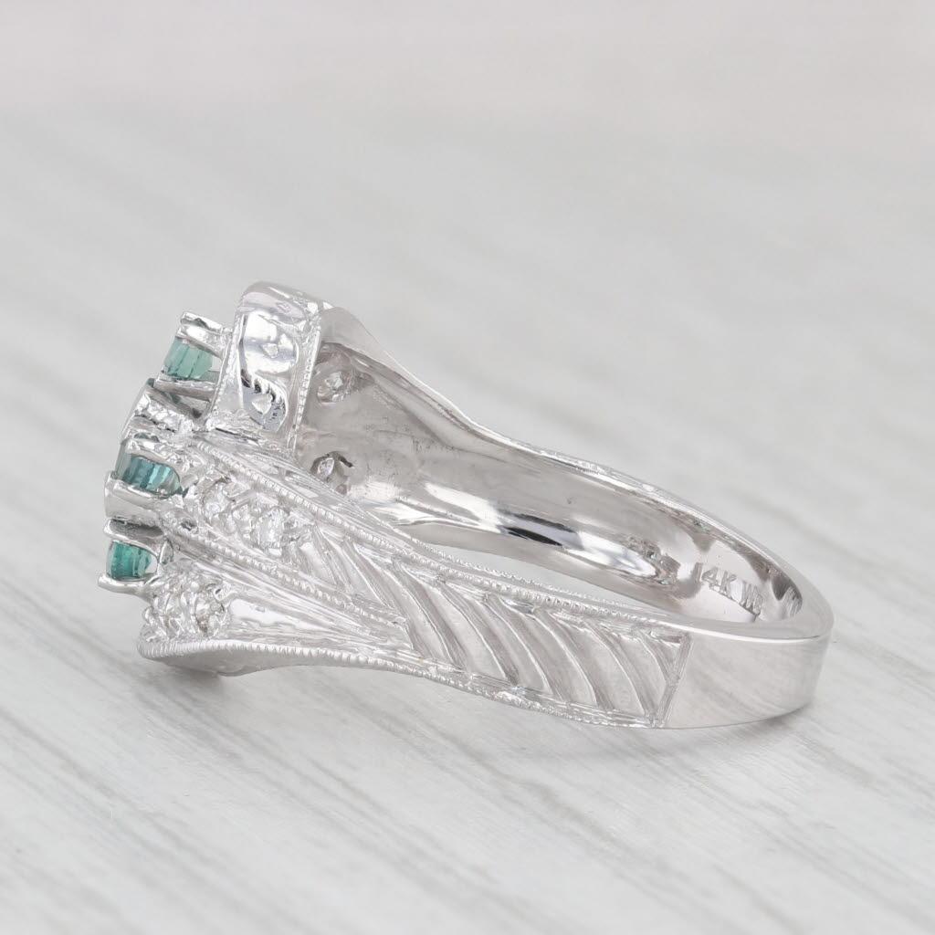 0.53ctw Alexandrite Diamond Cross Bypass Ring 14k White Gold Size 7 In Good Condition For Sale In McLeansville, NC