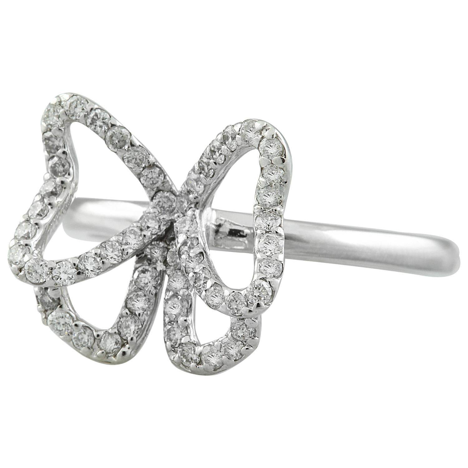 Women's 0.54 Carat 14 Karat Solid White Gold Diamond Ring For Sale