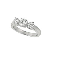 0.54 Carat 3 Stone Natural Diamond Ring G SI 14K White Gold